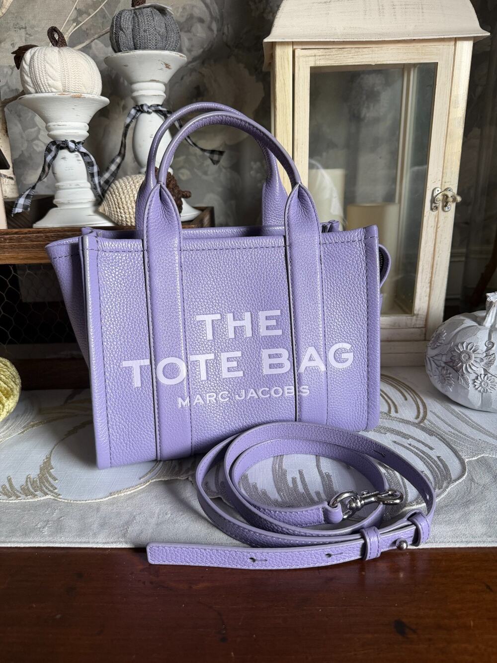 THE TOTE BAG MARC JACOBS Lilac Leather Small Top Handle Satchel Purse